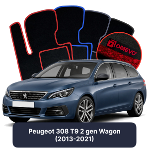 OMEVO Velour Car Mats for Peugeot 308 T9 2 gen Station Wagon (2013-2021)