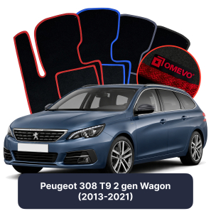 Velour car mats OMEVO for Peugeot 308 T9 2 gen Station Wagon (2013-2021)