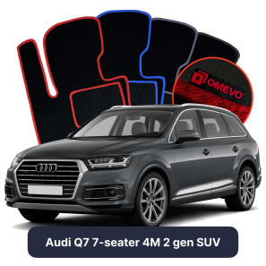 Velour car mats OMEVO for Audi Q7 7 Seater 4M 2 gen SUV (2015-2025)