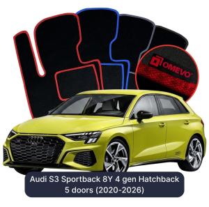 OMEVO Velour Car Mats for Audi S3 Sportback 8Y 4 gen Hatchback 5 doors (2020-2025)