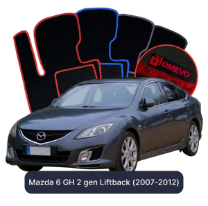 OMEVO Velour Car Mats for Mazda 6 GH 2 gen Liftback (2007-2012)