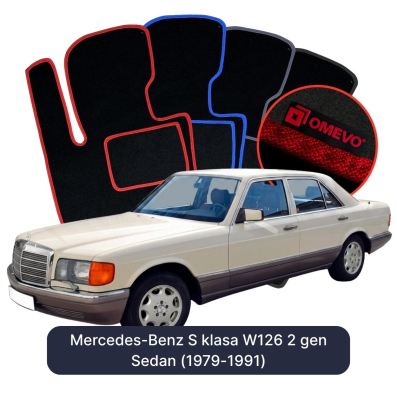 Velour car mats OMEVO for Mercedes-Benz S Class W126 2 gen Sedan (1979-1991)