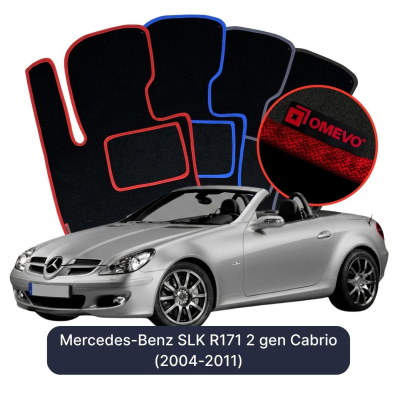Velour car mats OMEVO for Mercedes-Benz SLK R171 2 gen Cabrio (2004-2011)