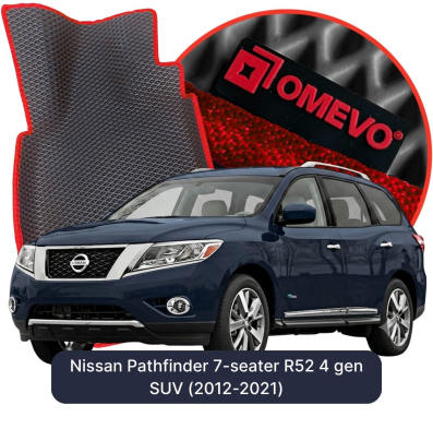 OMEVO EVA car mats for Nissan Pathfinder 7-seater R52 4 gen SUV (2012-2021)