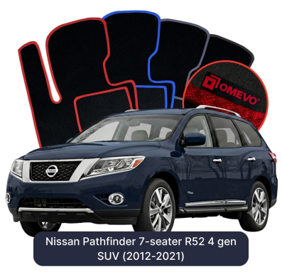 Velour car mats OMEVO for Nissan Pathfinder 7 Seater R52 4 gen SUV (2013-2021)