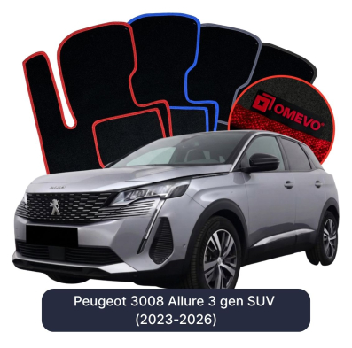 Velour car mats OMEVO for Peugeot 3008 Allure 3 gen SUV (2023-2026)