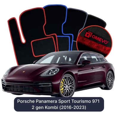 Velour car mats OMEVO for Porsche Panamera Sport Tourismo 971 2 gen Station Wagon (2016-2023)