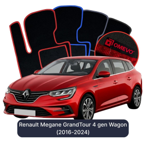 OMEVO Velour Car Mats for Renault Megane GrandTour 4 gen Station Wagon (2016-2024)