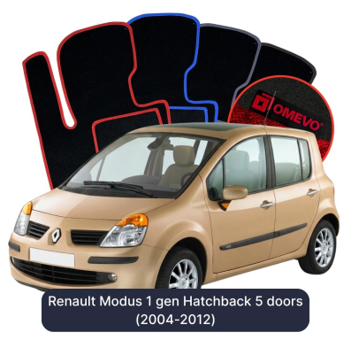 Velour car mats OMEVO for Renault Modus 1 gen Hatchback 5 doors (2004-2012)