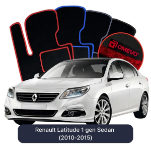 OMEVO Velour Car Mats for Renault Latitude 1 gen Sedan (2010-2015)