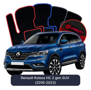 OMEVO Velour Car Mats for Renault Koleos HC 2 gen SUV (2016-2023)