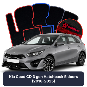 Velour car mats OMEVO for Kia Ceed CD 3 gen Hatchback 5 doors (2018-2025)