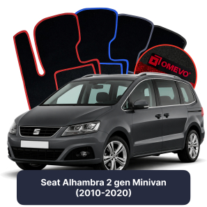 Velour car mats OMEVO for Seat Alhambra 2 gen Minivan (2010-2020)