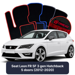 OMEVO Velour Car Mats for Seat Leon FR 5F 3 gen Hatchback 5 doors (2012-2020)