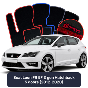 Velour car mats OMEVO for Seat Leon FR 5F 3 gen Hatchback 5 doors (2012-2020)