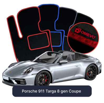 Velour car mats OMEVO for Porsche 911 Targa 8 gen Coupe (2019-2025)
