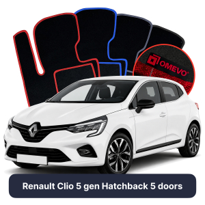 OMEVO Velour Car Mats for Renault Clio 5 gen Hatchback 5 doors (2019-2024)