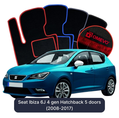 Velour car mats OMEVO for Seat Ibiza 6J 4 gen Hatchback 5 doors (2008-2017)