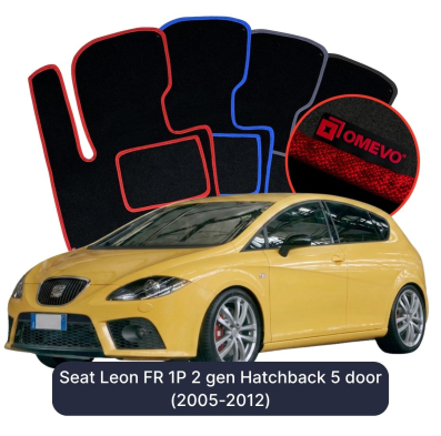 Velour car mats OMEVO for Seat Leon FR 1P 2 gen Hatchback 5 doors (2005-2012)