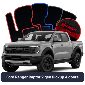 Velour car mats OMEVO for Ford Ranger Raptor 2 gen Pick-up 4 doors (2022-2025)