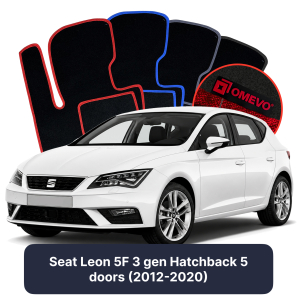Velour car mats OMEVO for Seat Leon 5F 3 gen Hatchback 5 doors (2012-2020)