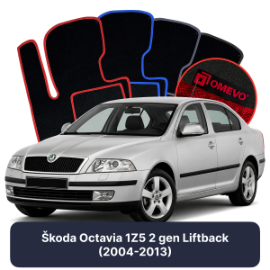 OMEVO Velour Car Mats for Škoda Octavia 1Z5 2 gen Liftback (2004-2013)