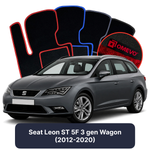 OMEVO Velour Car Mats for Seat Leon ST 5F 3 gen Station Wagon (2012-2020)