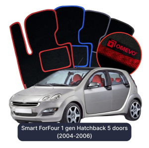 OMEVO Velour Car Mats for Smart ForFour 1 gen Hatchback 5 doors (2004-2006)