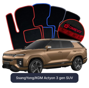OMEVO Velour Car Mats for SsangYong/KGM Actyon 3 gen SUV (2024-2025)