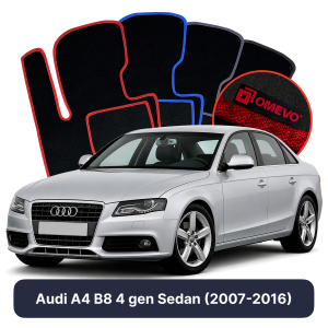 OMEVO Velour Car Mats for Audi A4 B8 4 gen Sedan (2007-2016)