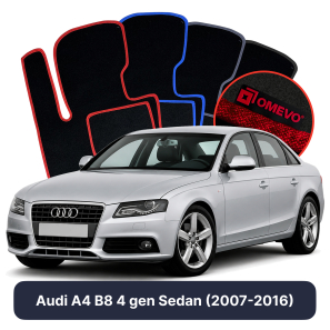 Velour car mats OMEVO for Audi A4 B8 4 gen Sedan (2007-2016)