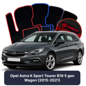 Velour car mats OMEVO for Opel Astra K Sport Tourer B16 5 gen Station Wagon (2015-2021)