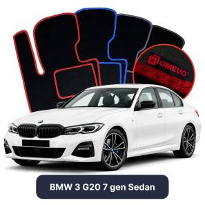 Velour car mats OMEVO for BMW 3 G20 7 gen Sedan (2018-2025)