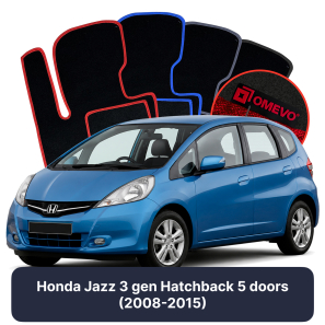 Velour car mats OMEVO for Honda Jazz 3 gen Hatchback 5 doors (2008-2015)