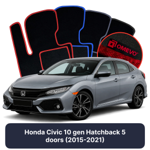 Velour car mats OMEVO for Honda Civic 10 gen Hatchback 5 doors (2015-2021)