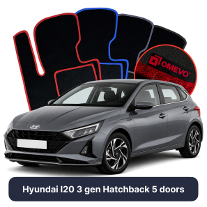 Velour car mats OMEVO for Hyundai I20 3 gen Hatchback 5 doors (2020-2025)