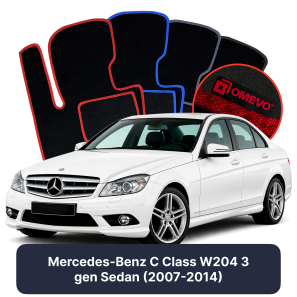 Velour car mats OMEVO for Mercedes-Benz C Class W204 3 gen Sedan (2007-2014)