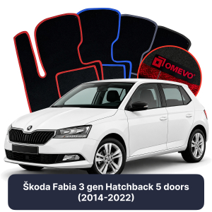 OMEVO Velour Car Mats for Škoda Fabia 3 gen Hatchback 5 doors (2014-2022)