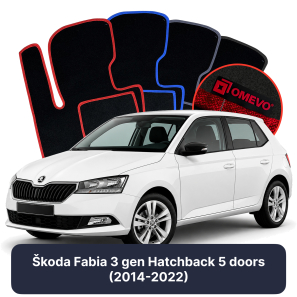 Velour car mats OMEVO for Škoda Fabia 3 gen Hatchback 5 doors (2014-2022)