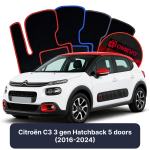 OMEVO Velour Car Mats for Citroën C3 3 gen Hatchback 5 doors (2016-2024)