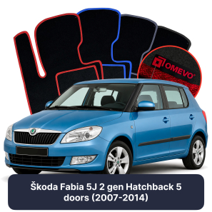 Velour car mats OMEVO for Škoda Fabia 5J 2 gen Hatchback 5 doors (2007-2014)