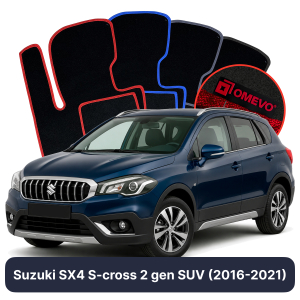 OMEVO Velour Car Mats for Suzuki SX4 S-cross 2 gen SUV (2016-2021)