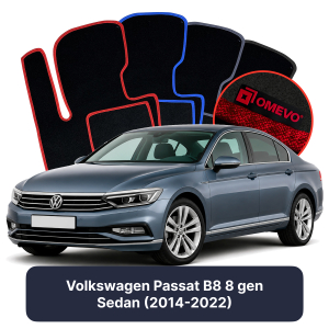OMEVO Velour Car Mats for Volkswagen Passat B8 8 gen Sedan (2014-2022)