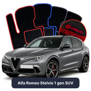 Velour car mats OMEVO for Alfa Romeo Stelvio 1 gen SUV (2016-2025)