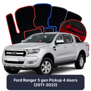 OMEVO Velour Car Mats for Ford Ranger 4 gen Pick-up 4 doors (2011-2023)
