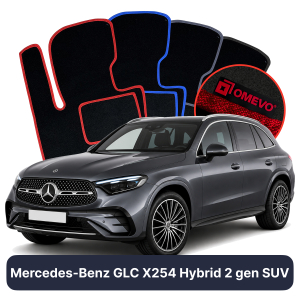 OMEVO Velour Car Mats for Mercedes-Benz GLC X254 Hybryda 2 Gen SUV (2022-2025)