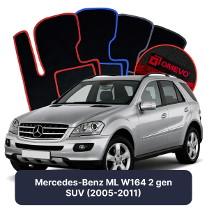 Velour car mats OMEVO for Mercedes-Benz ML W164 2 gen SUV (2005-2011)