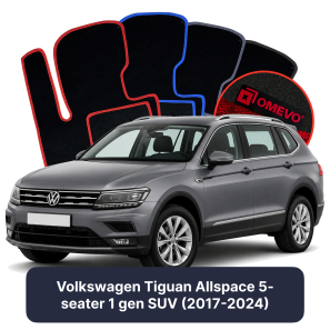Velour car mats OMEVO for Volkswagen Tiguan Allspace 5 Seater 1 gen SUV (2017-2024)