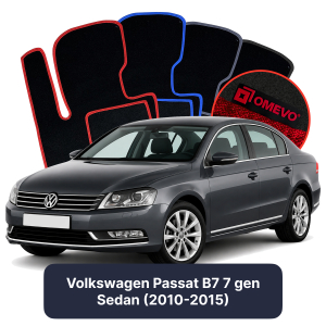 OMEVO Velour Car Mats for Volkswagen Passat B7 7 gen Sedan (2010-2015)