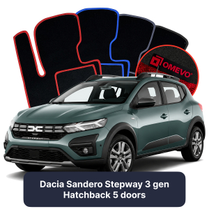 OMEVO Velour Car Mats for Dacia Sandero Stepway 3 gen Hatchback 5 doors (2020-2025)